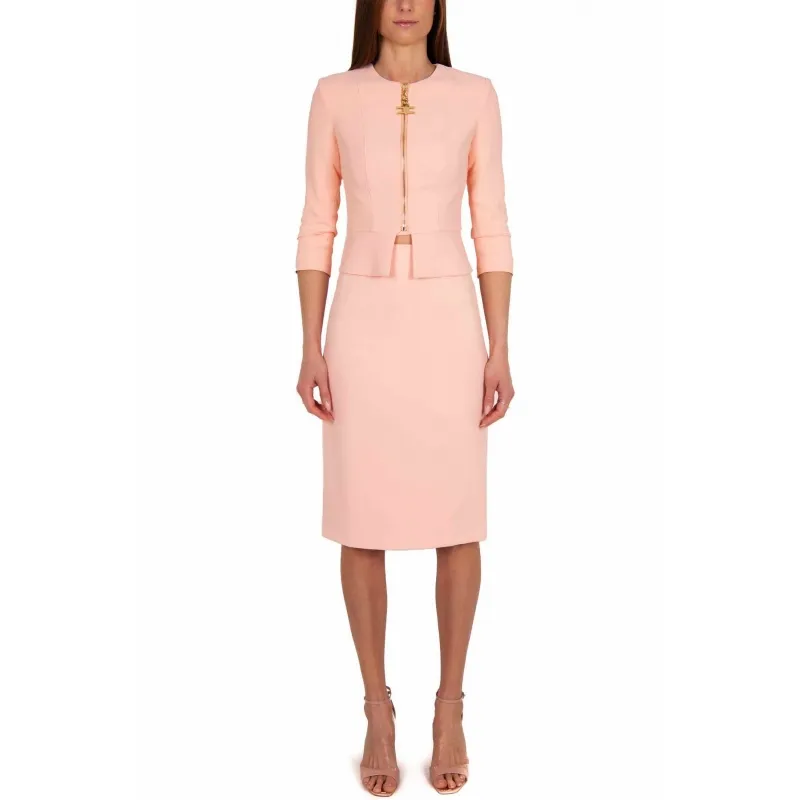 GONNA LONGUETTE IN DOPPIO CREPE STRETCH, ROSA