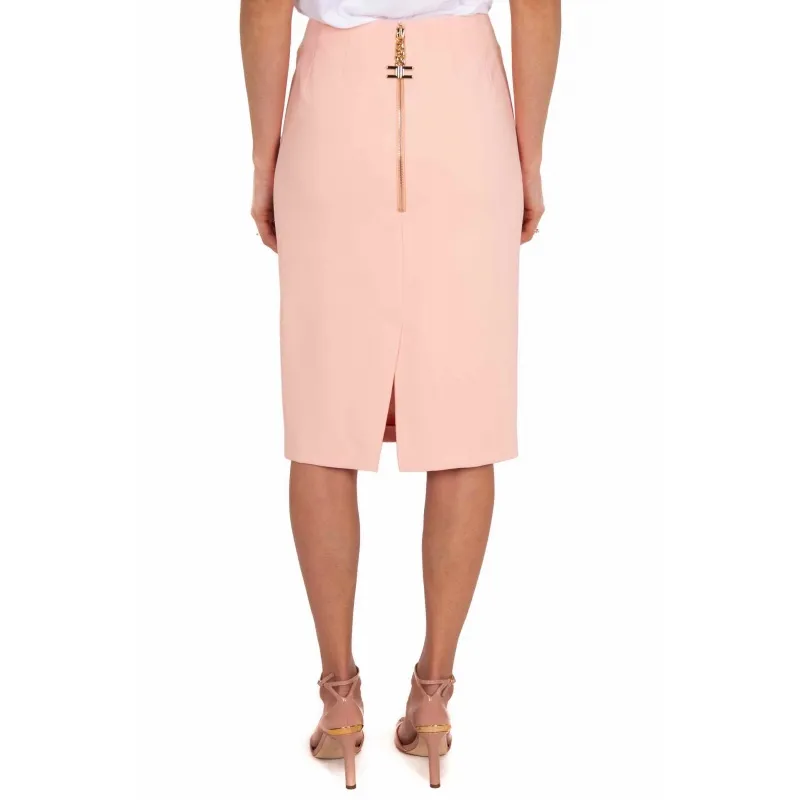 GONNA LONGUETTE IN DOPPIO CREPE STRETCH, ROSA