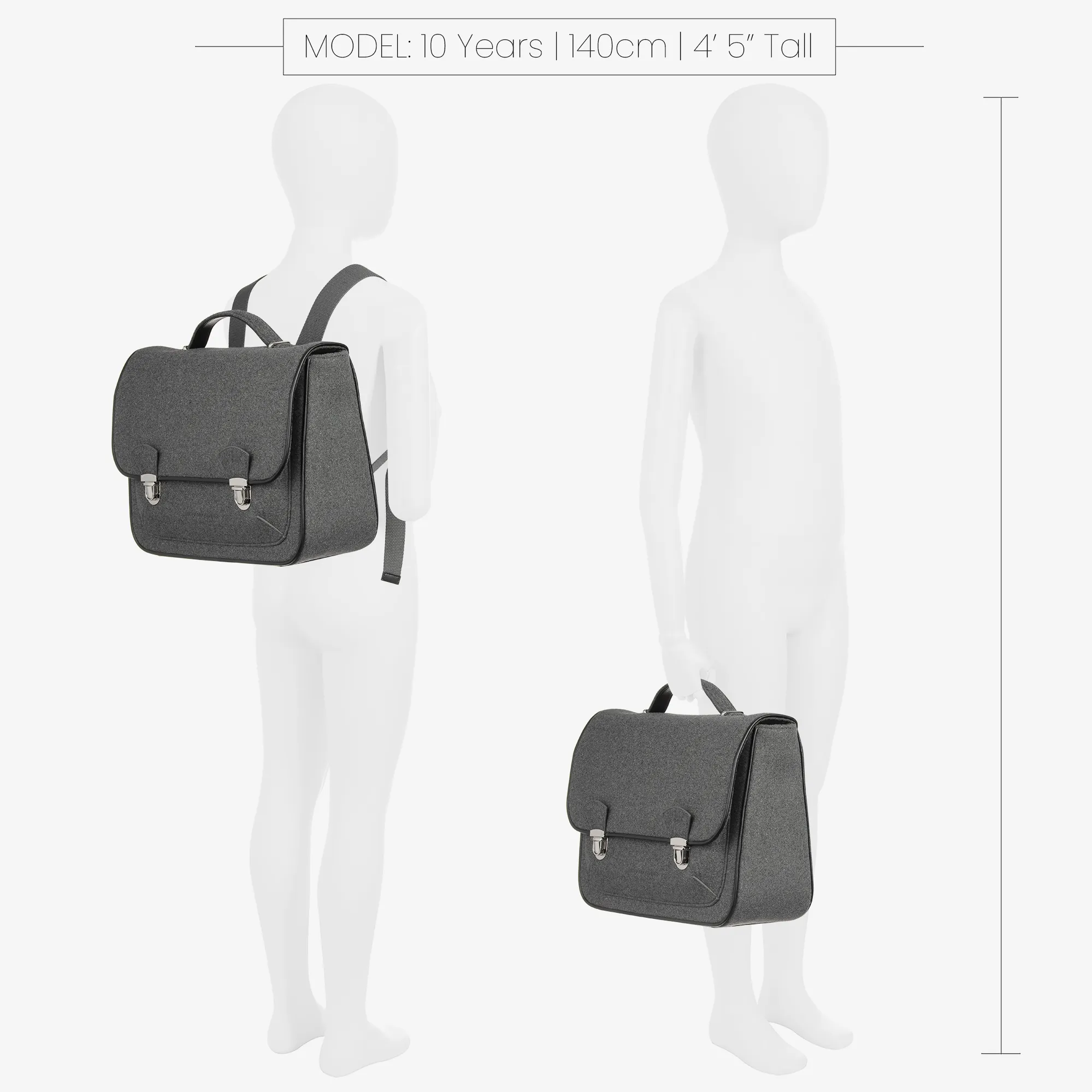 Grey Wool Satchel Backpack (34cm)