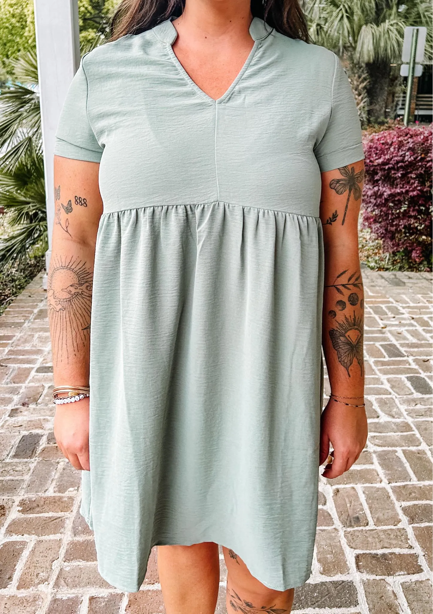 Honey Babydoll Shirt Dress | Sage