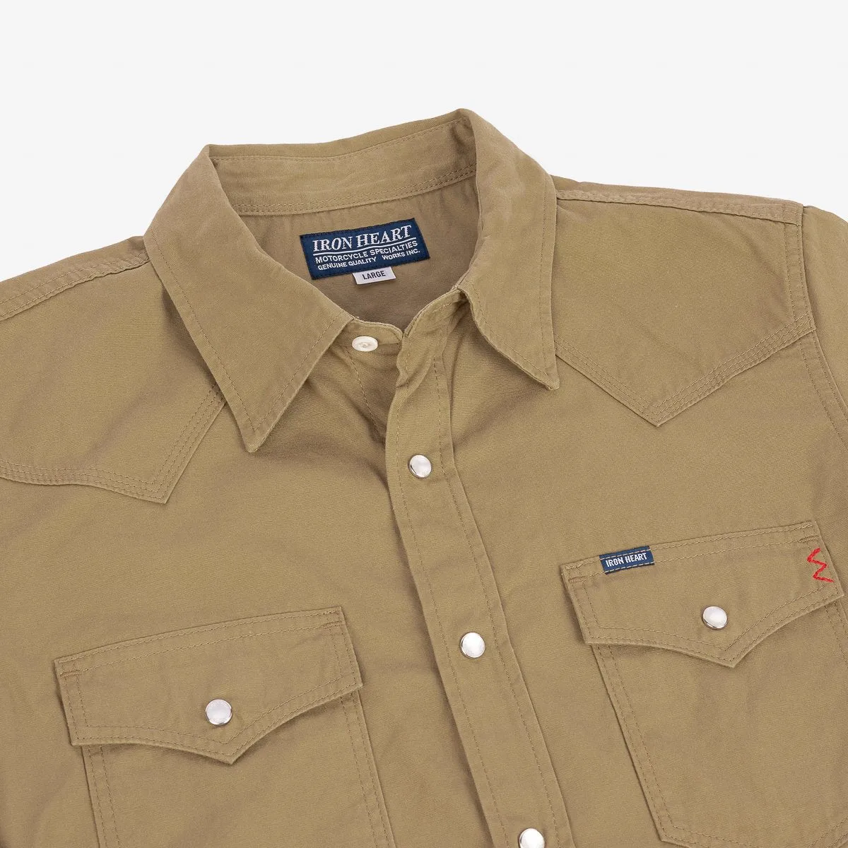 Iron Heart IHSH-394-KHA 7oz Fatigue Cloth Western Shirt - Khaki