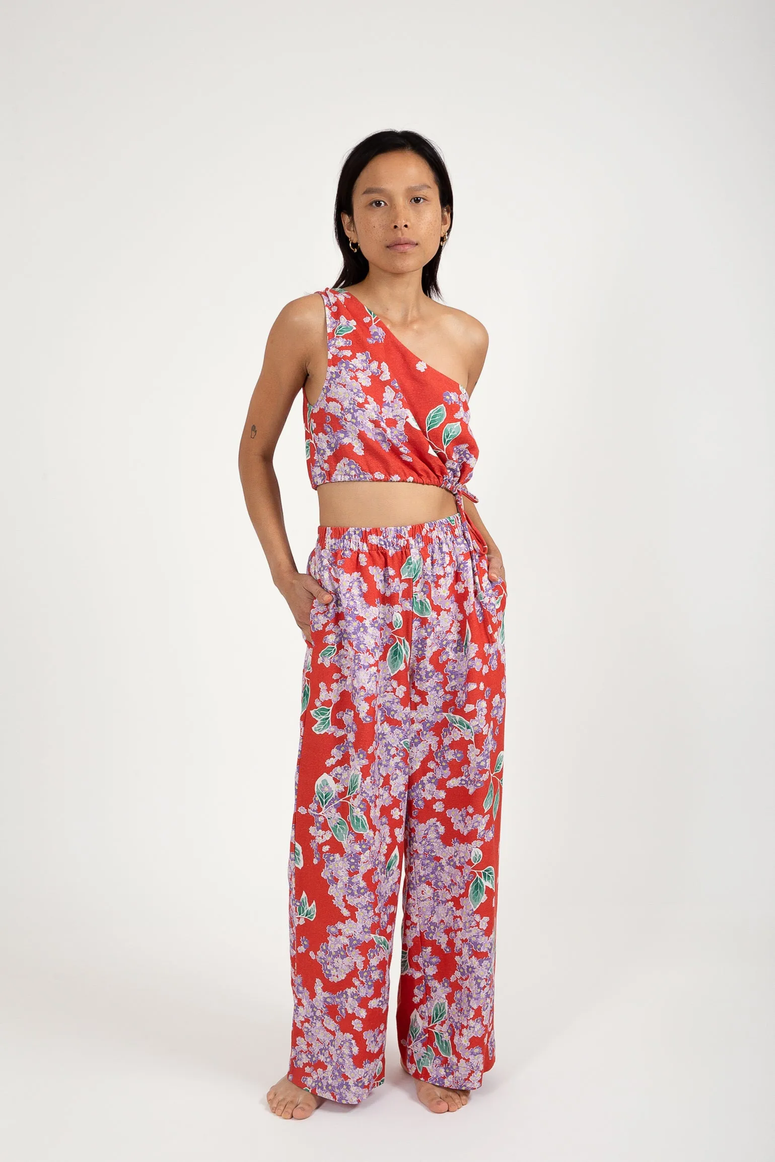 Isle Floral Wide Leg Pant Red