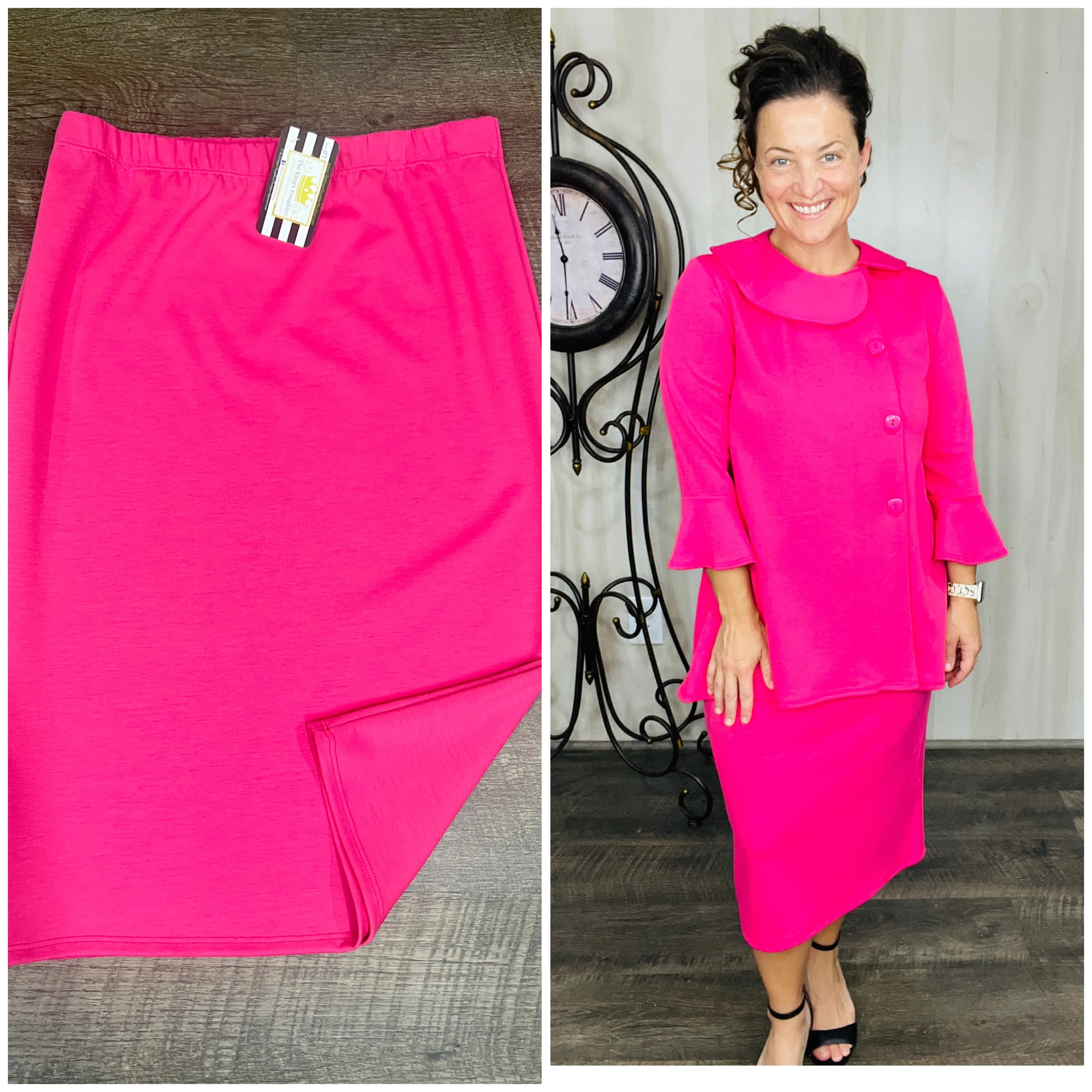 Jacqueline Hot Pink Pencil Skirt-Regular & Plus