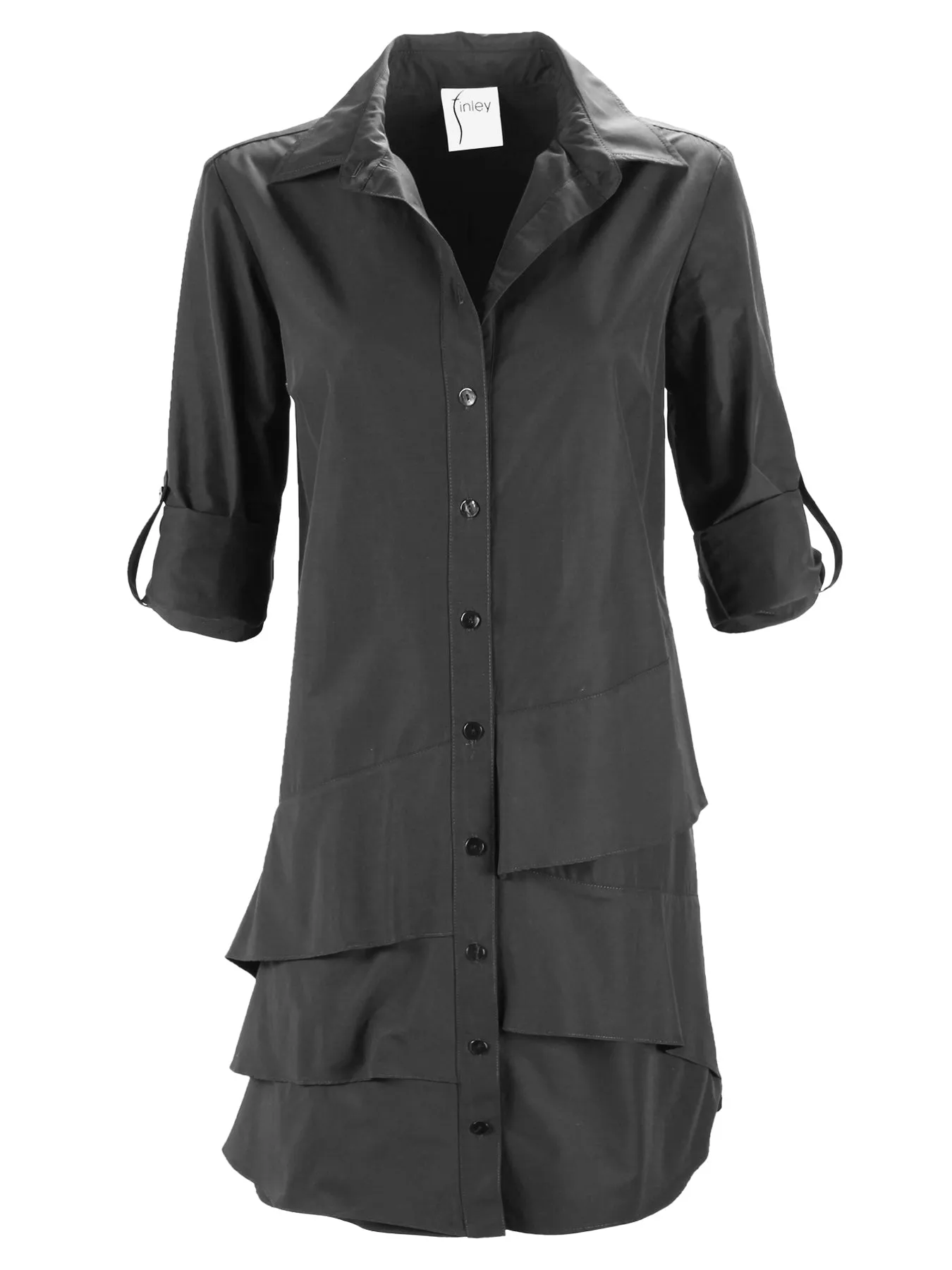 Jenna Shirt Dress Black Weathercloth