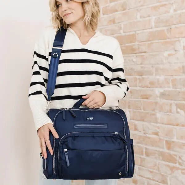 JuJuBe Satchel 14-Compartment Diaper Bag, Navy