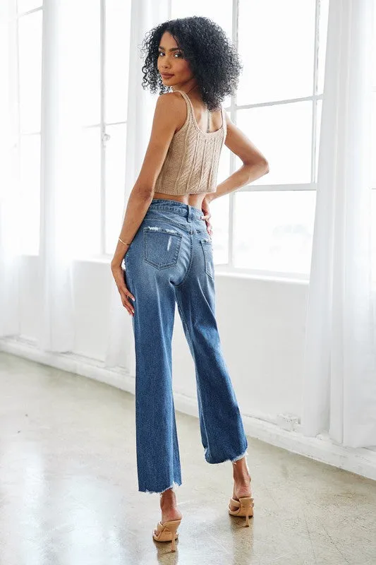 Kan Can High Rise Slim Wide Leg Jeans