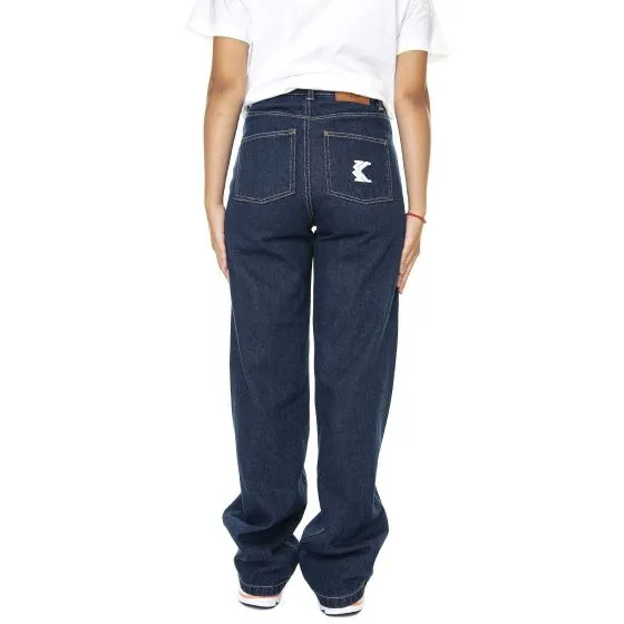 Karl Kani W' Og Raw Denim Wide Leg Pants Dark Blue Denim Jeans