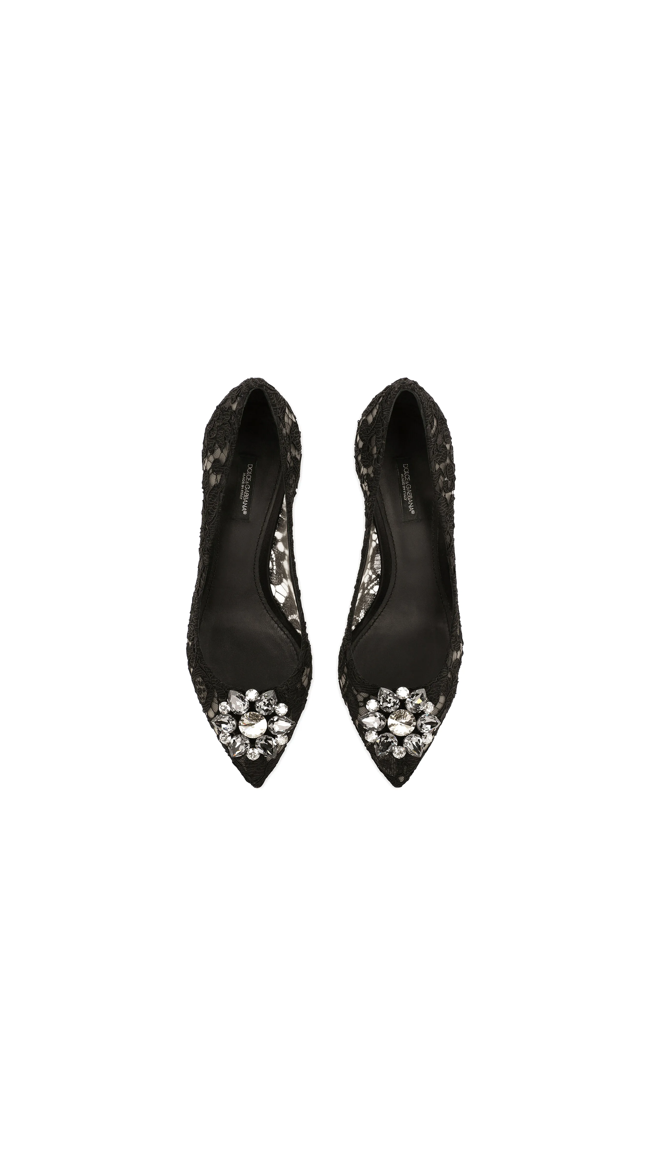 Lace Rainbow Pumps With Brooch Detailing - Black