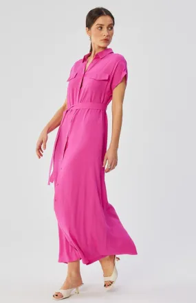 Lilac pink maxi shirt dress