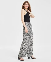 Macy's Bar Iii Women's Printed Wide-Leg Pants, Created for Macy's