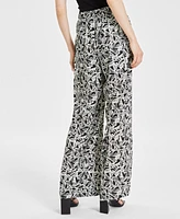 Macy's Bar Iii Women's Printed Wide-Leg Pants, Created for Macy's