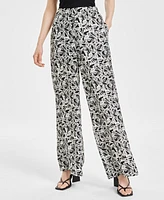 Macy's Bar Iii Women's Printed Wide-Leg Pants, Created for Macy's