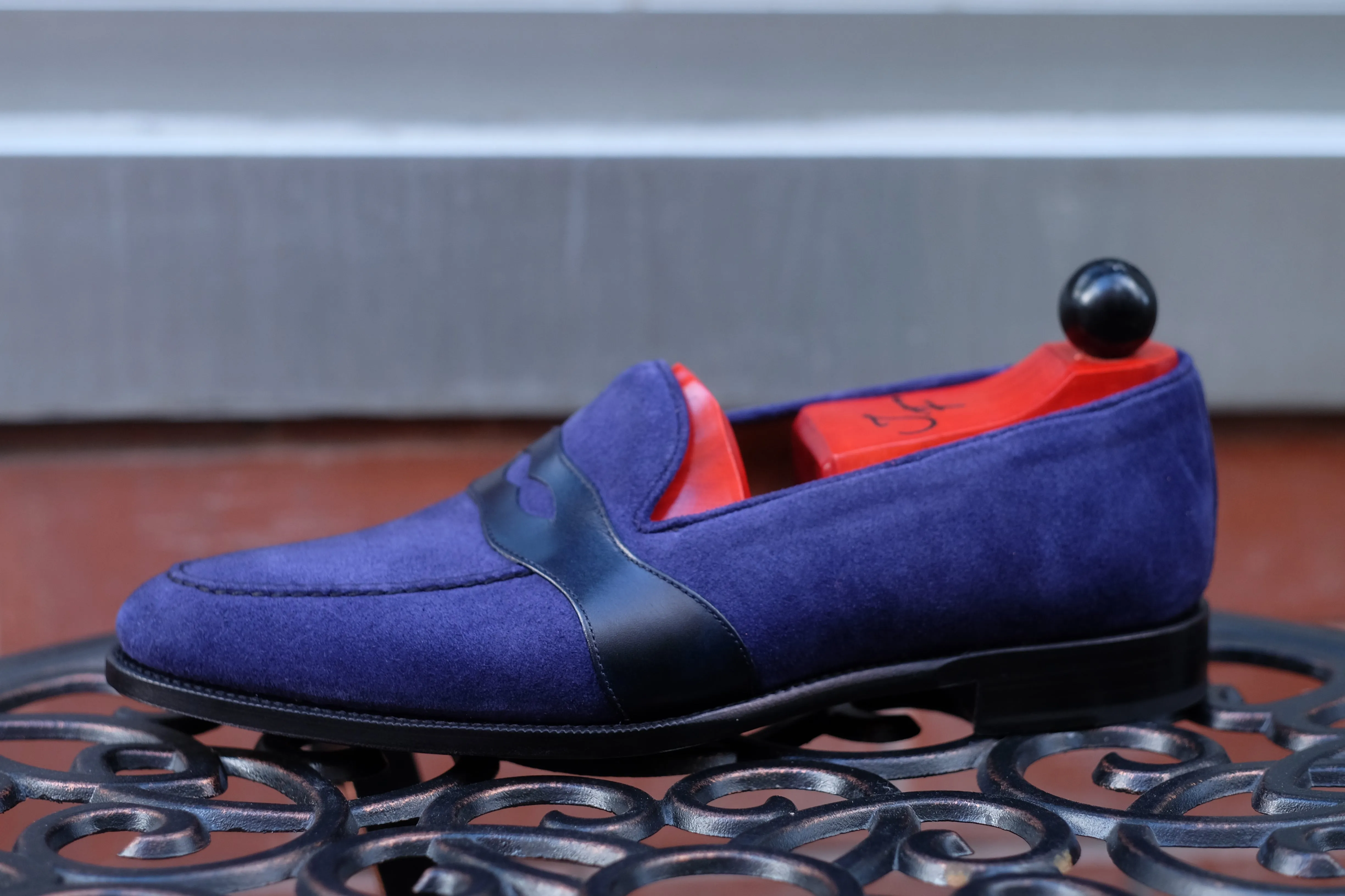 Madison - MTO - Medium Blue Suede / Blue Calf - TMG Last - Single Leather Sole