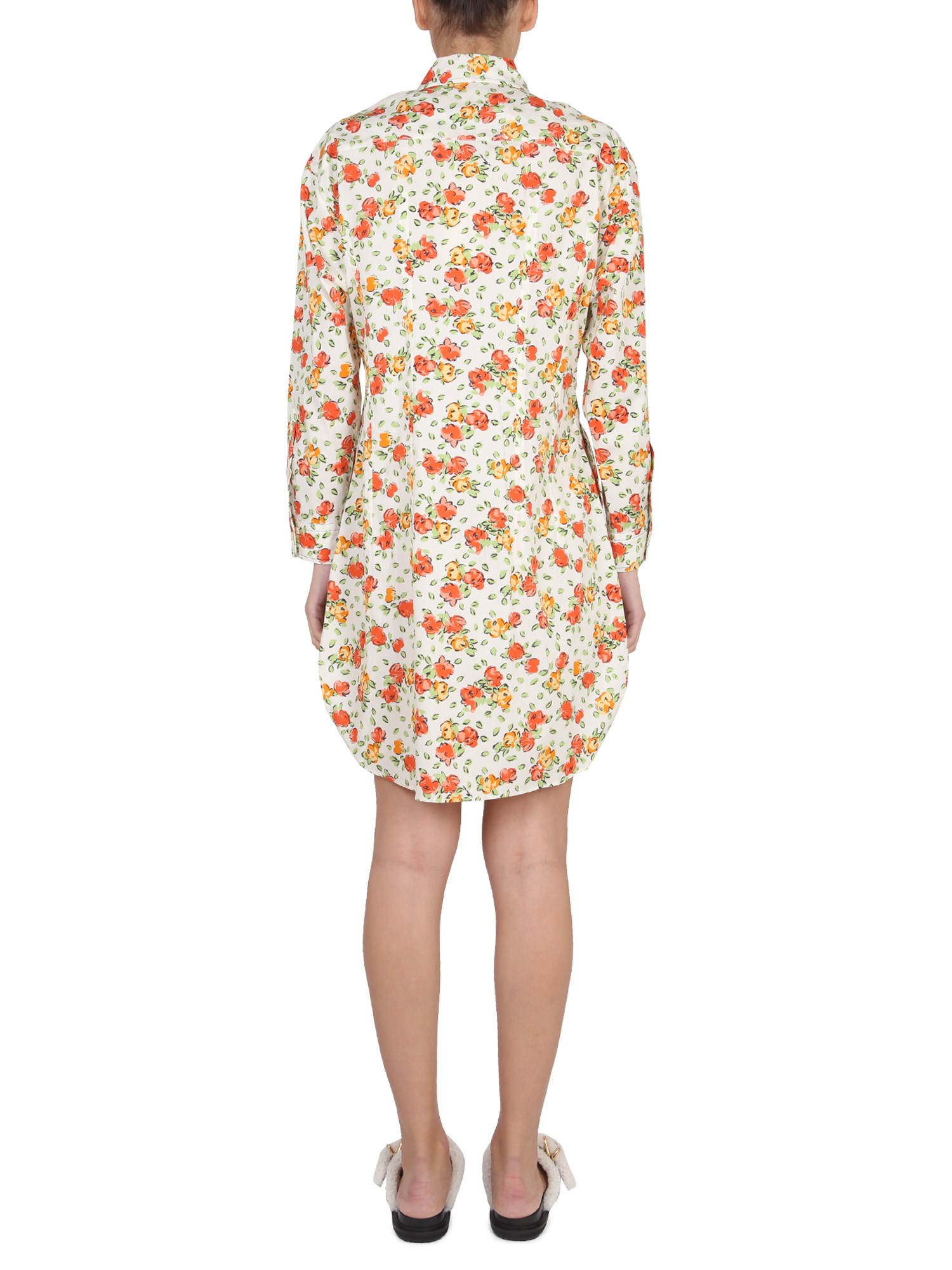 MARNI    COTTON SHIRT DRESS WITH FLORAL PATTERN