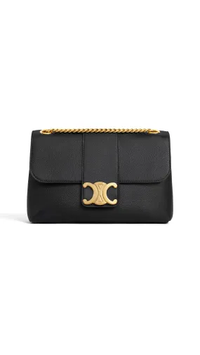 Medium Victoire Tote Bag in Supple Calfskin - Black/Gold