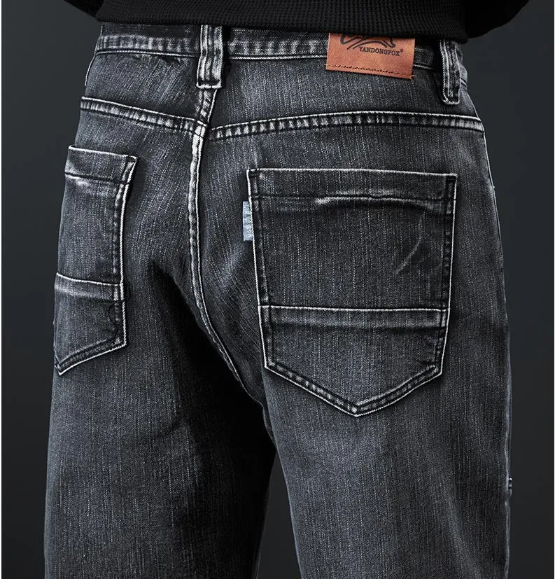 Men's Denim Hip-Hop Style Solid Straight Loose Fit Patchwork Jeans