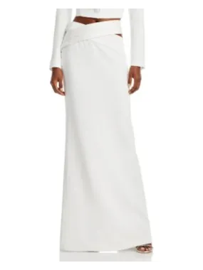 MONOT Womens White Zippered Slitted Pleated Crossover Cutout Waist Full-Length Evening Pencil Skirt