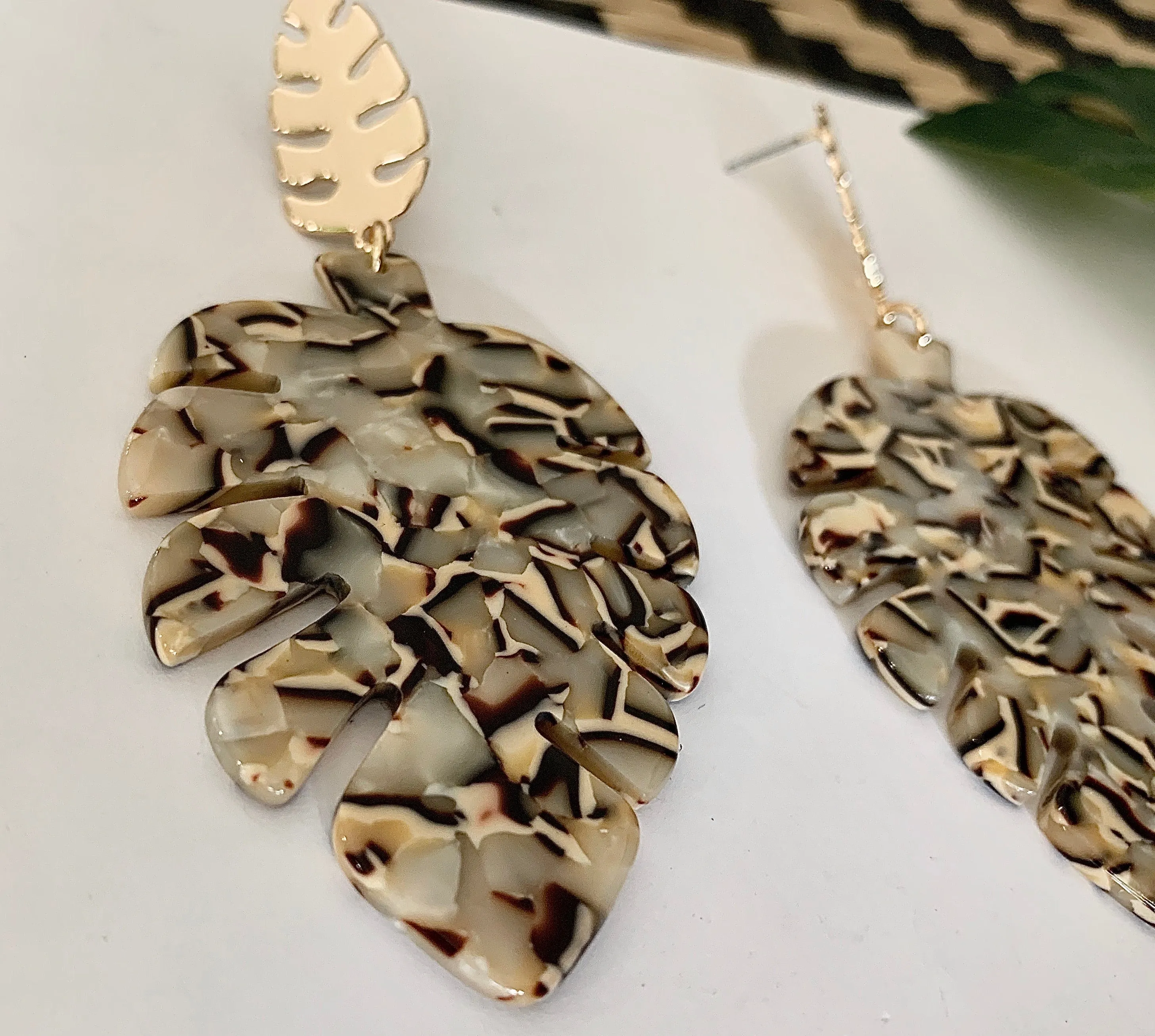 Mosaic Monstera Earrings