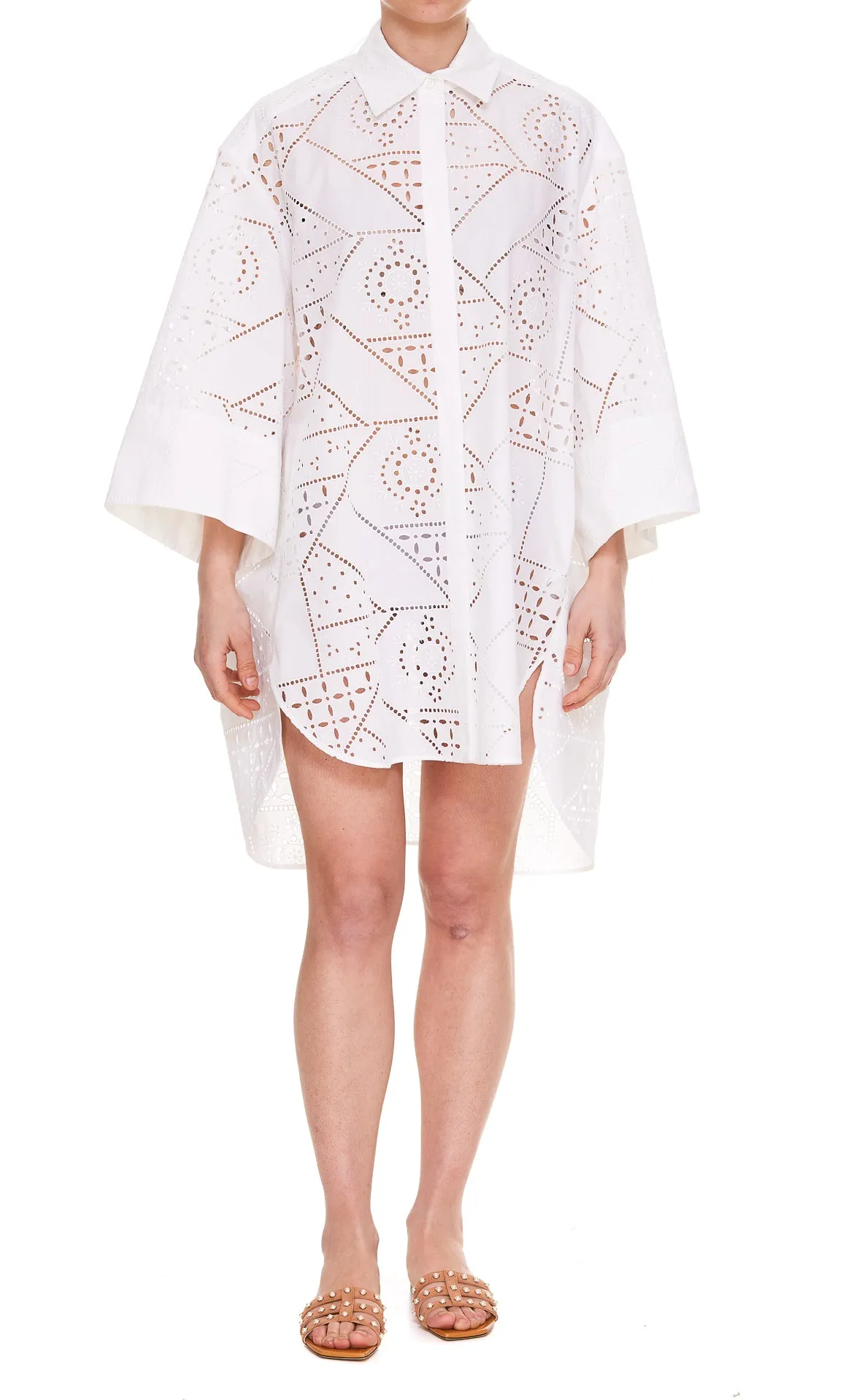 MSGM Oversized Embroidery Shirt Dress