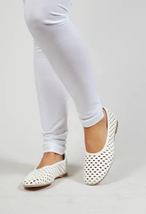 Net Style Cut Out Pumps in White