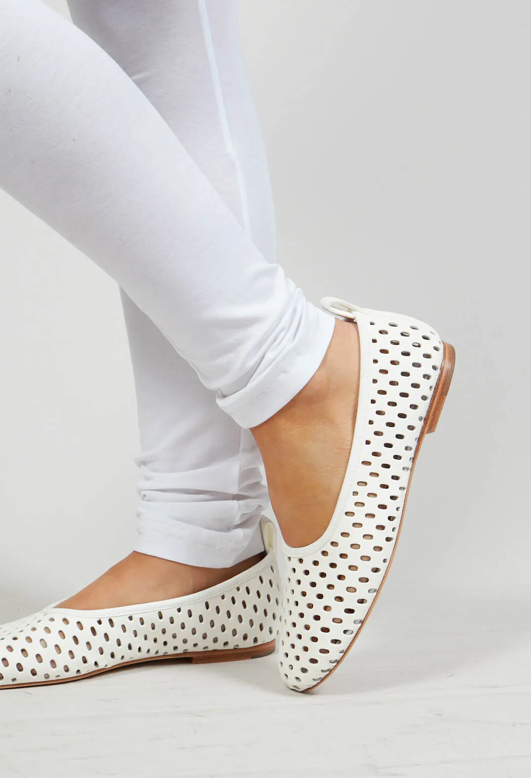 Net Style Cut Out Pumps in White