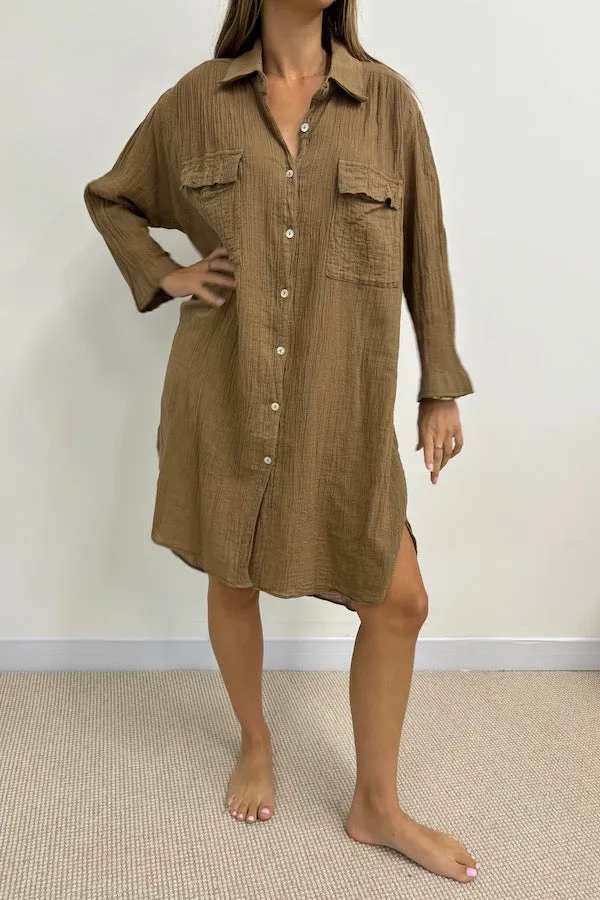 Olina Shirt Dress Mocha