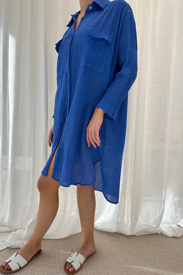 Olina Shirt Dress Royal Blue