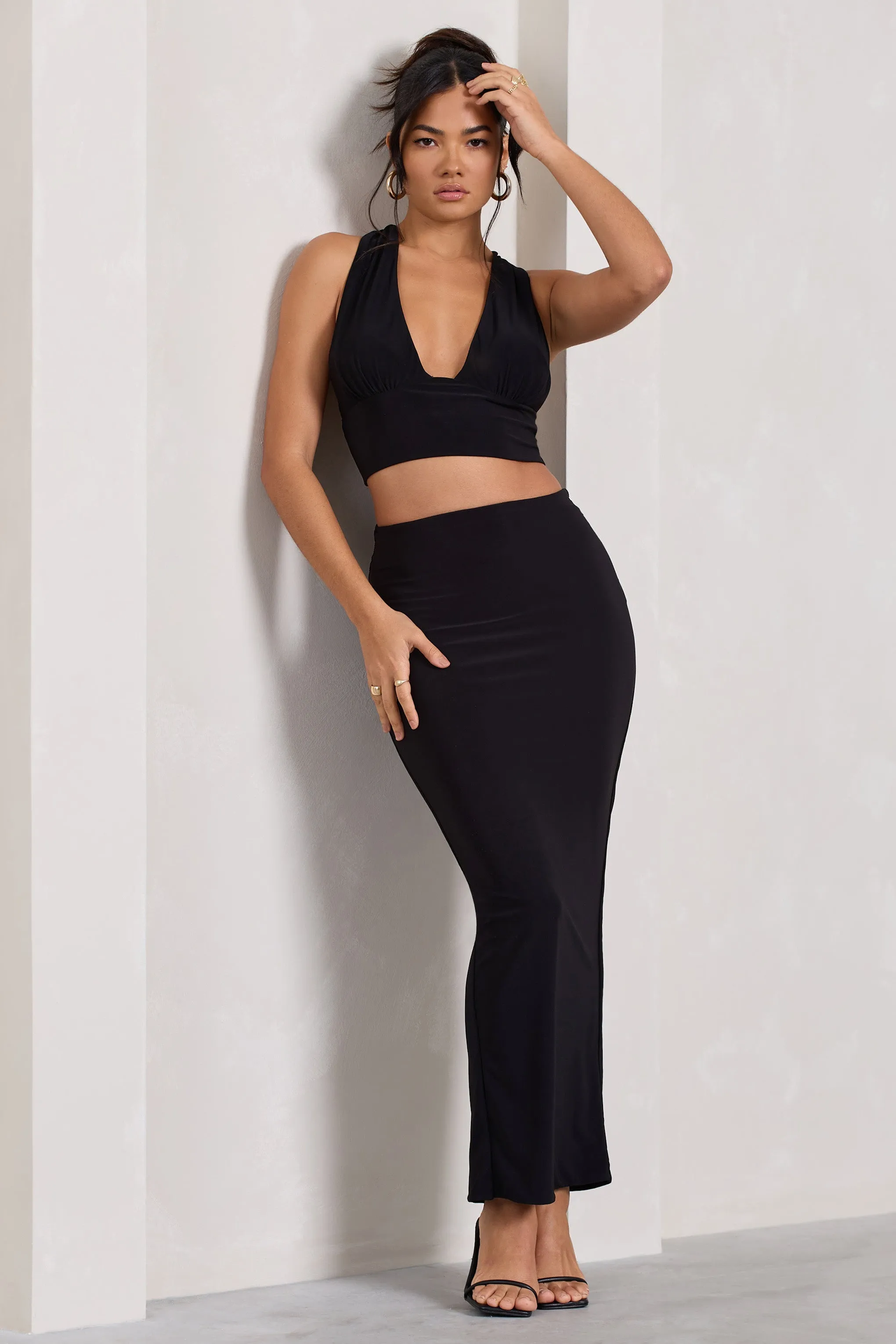 Onna | Black Bodycon Pencil Maxi Skirt