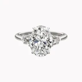 Oval Cut Engagement Ring with Side Bullet Diamonds