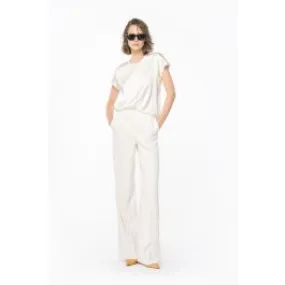 Pantaloni wide leg stretch donna Bianco