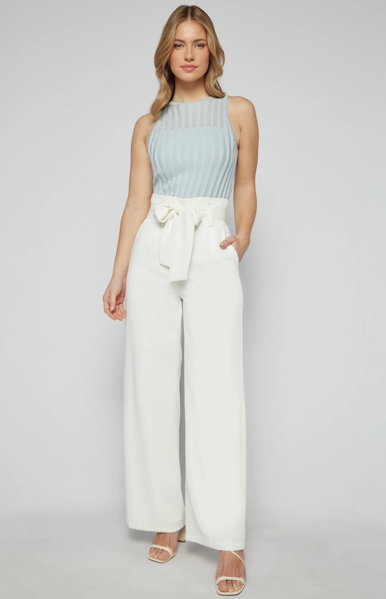 Paper Bag Waist Wide Leg Pants (SPA328B)