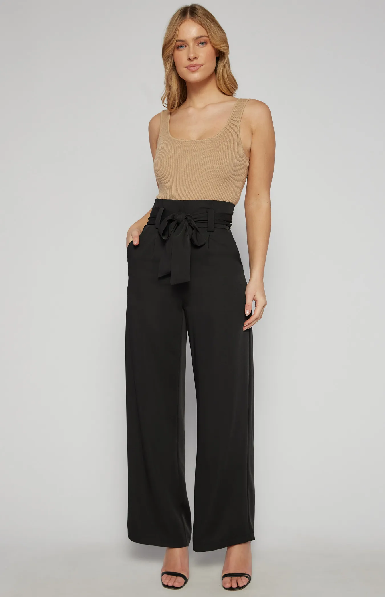 Paper Bag Waist Wide Leg Pants (SPA328B)