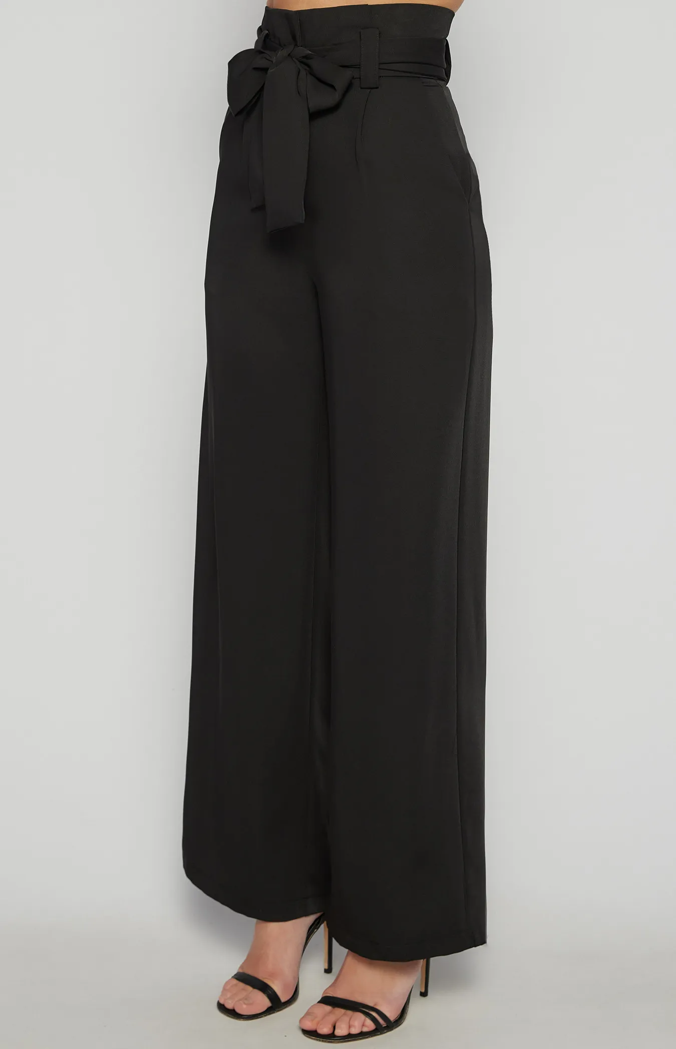 Paper Bag Waist Wide Leg Pants (SPA328B)