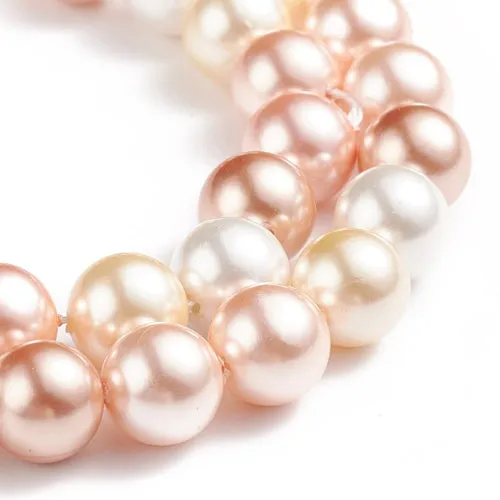 Pearl Beads, Shell Pearl Beads, Grade A, Round, Peach Mix, 8mm