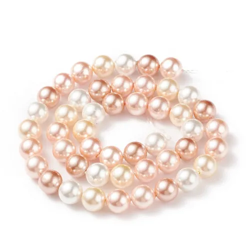 Pearl Beads, Shell Pearl Beads, Grade A, Round, Peach Mix, 8mm