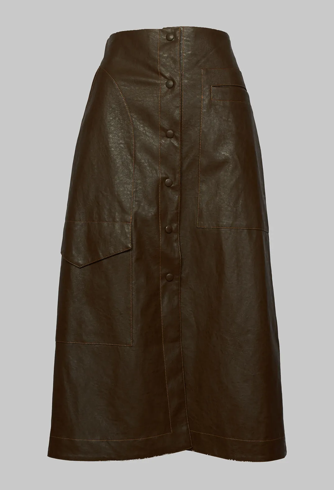 Pencil Eco Leather Skirt in Brown