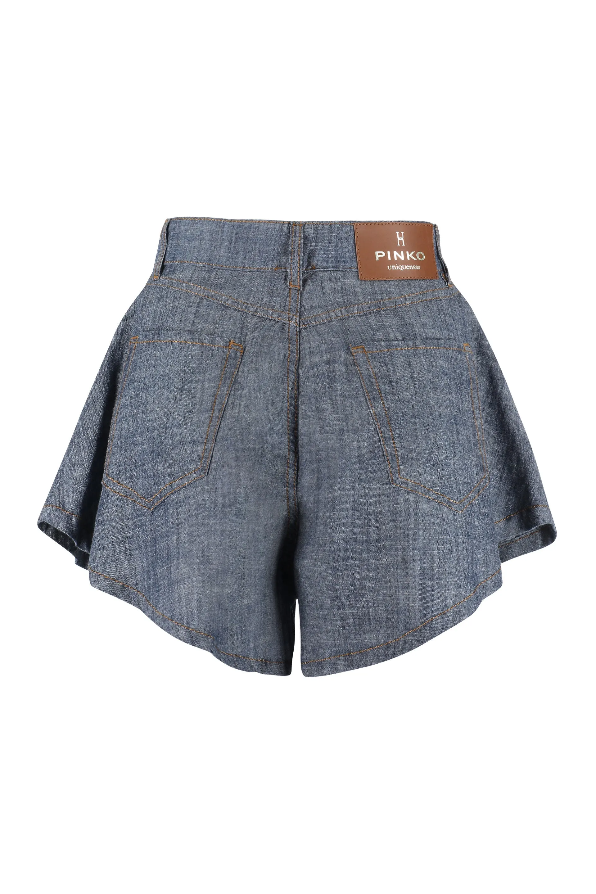 Pinko High Waist Wide Leg Denim Shorts