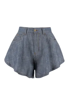 Pinko High Waist Wide Leg Denim Shorts