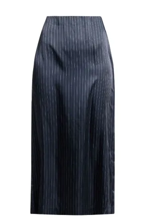 PINSTRIPE-PATTERN PENCIL MIDI SKIRT