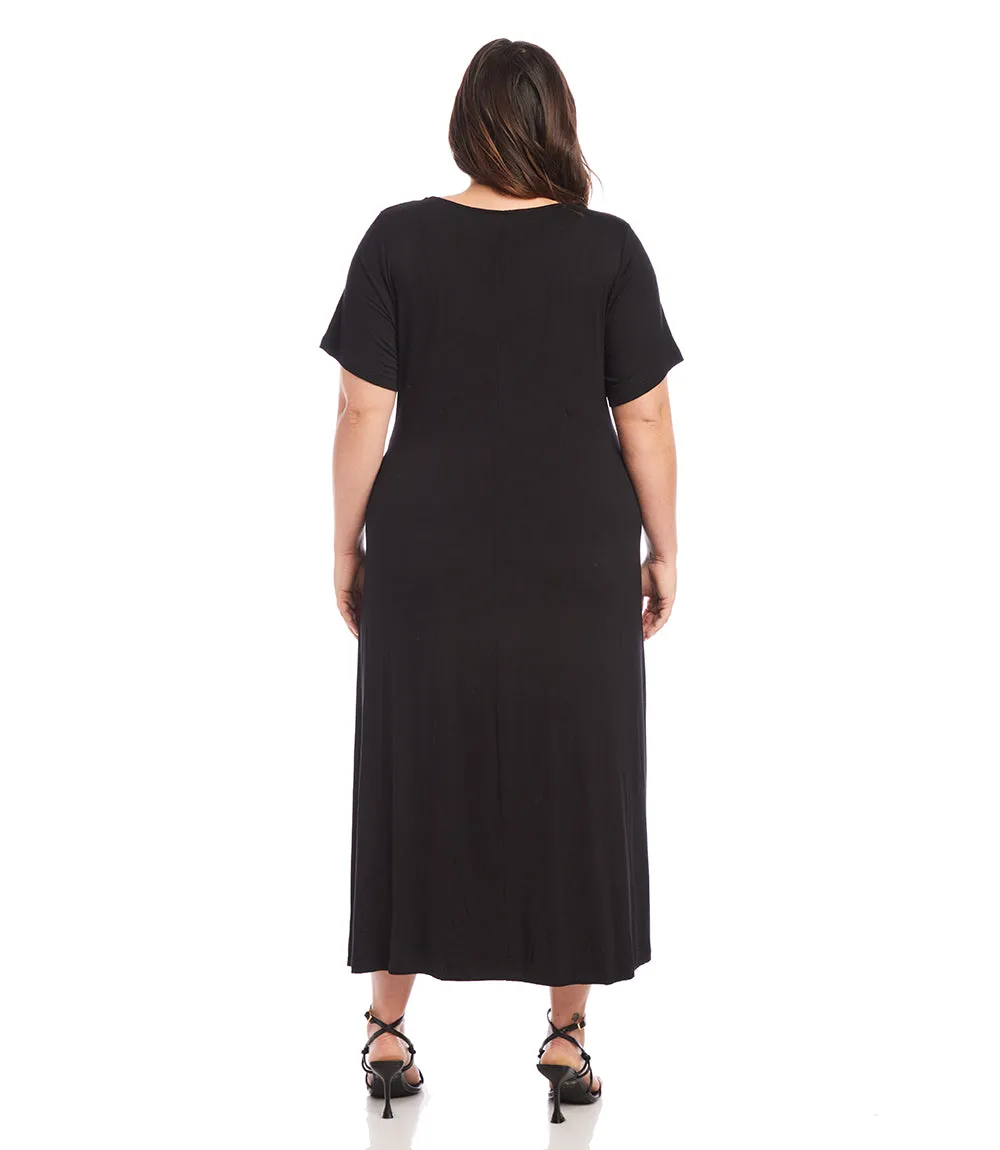 Plus Size Faux Wrap Midi Dress