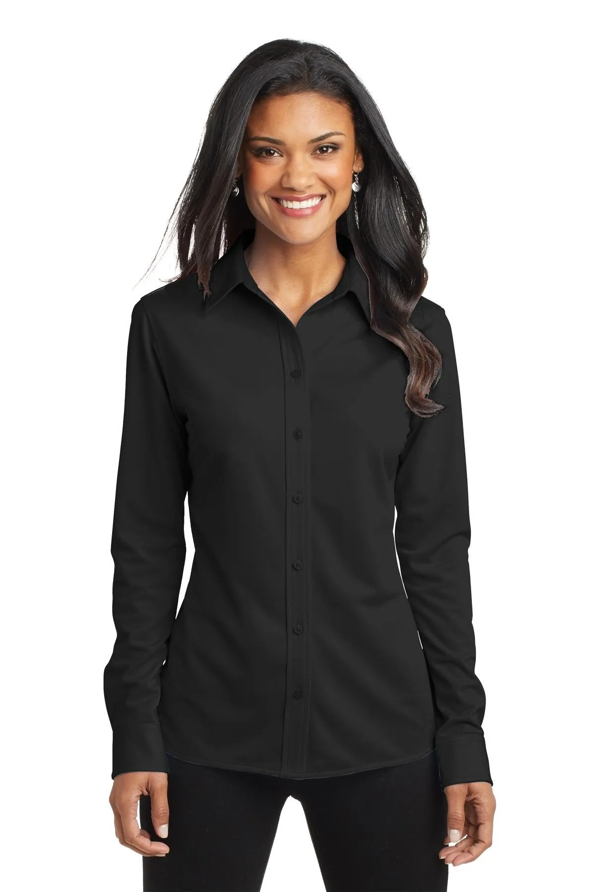 Port Authority Ladies Dimension Knit Dress Shirt L570 Black