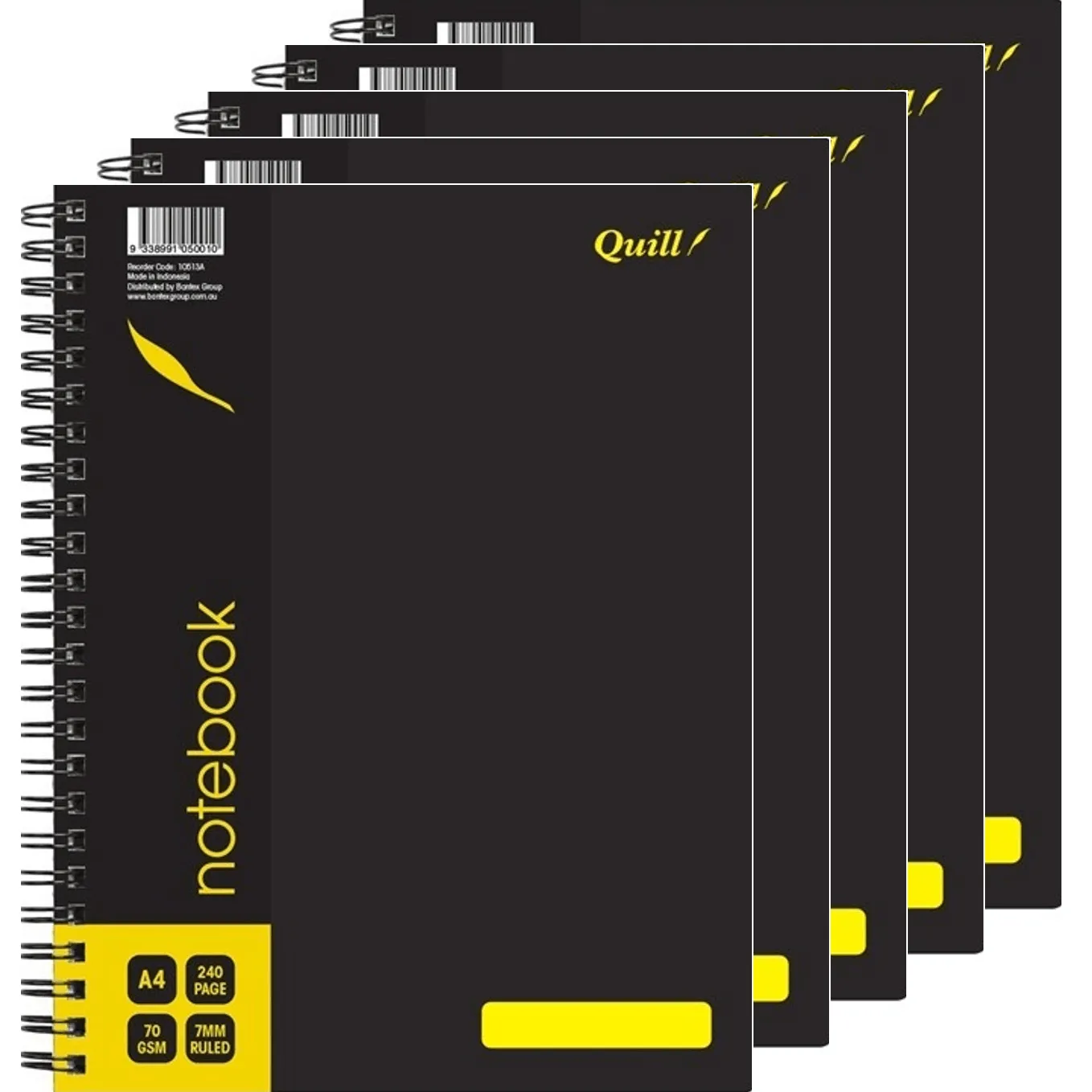 Quill Q595A Note Book Spiralbound 70gsm 240 Page A4 5 Pack