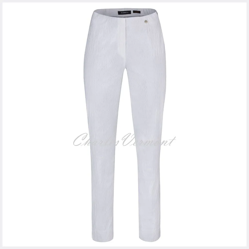 Robell Marie Full Length Trouser 51593-54167-10 (White Jacquard)