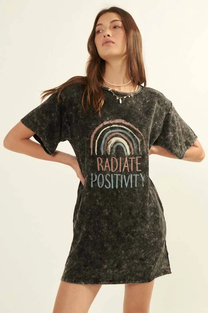 Sale Radiate Positivity Long-Sleeve Graphic T-Shirt Mini Dress