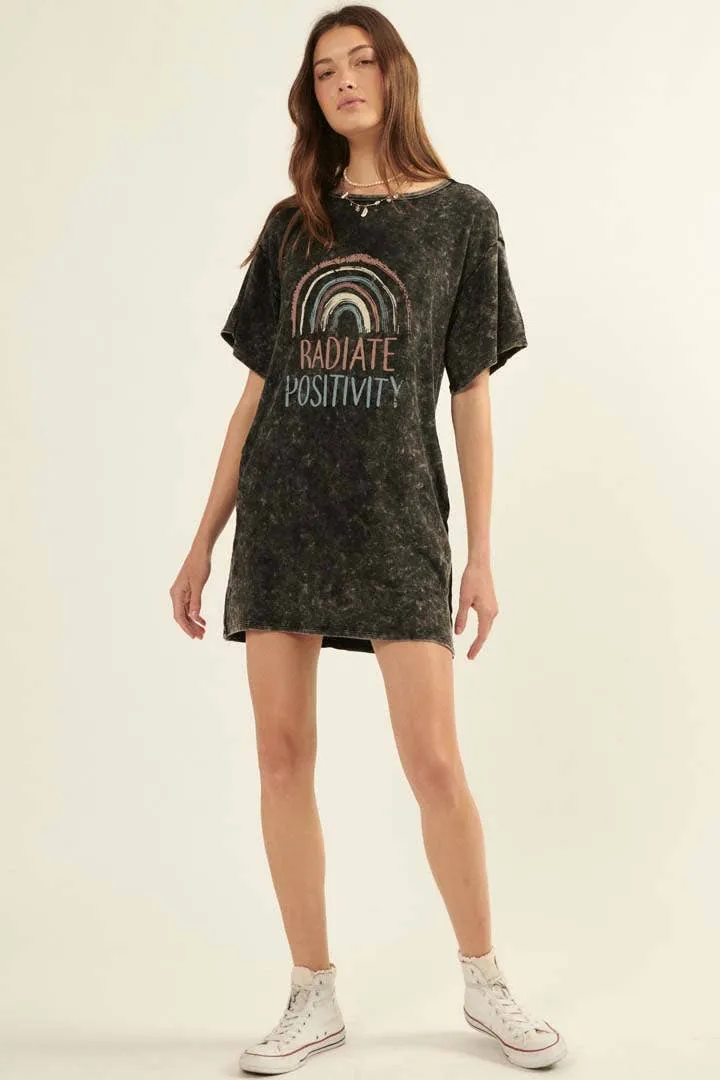 Sale Radiate Positivity Long-Sleeve Graphic T-Shirt Mini Dress