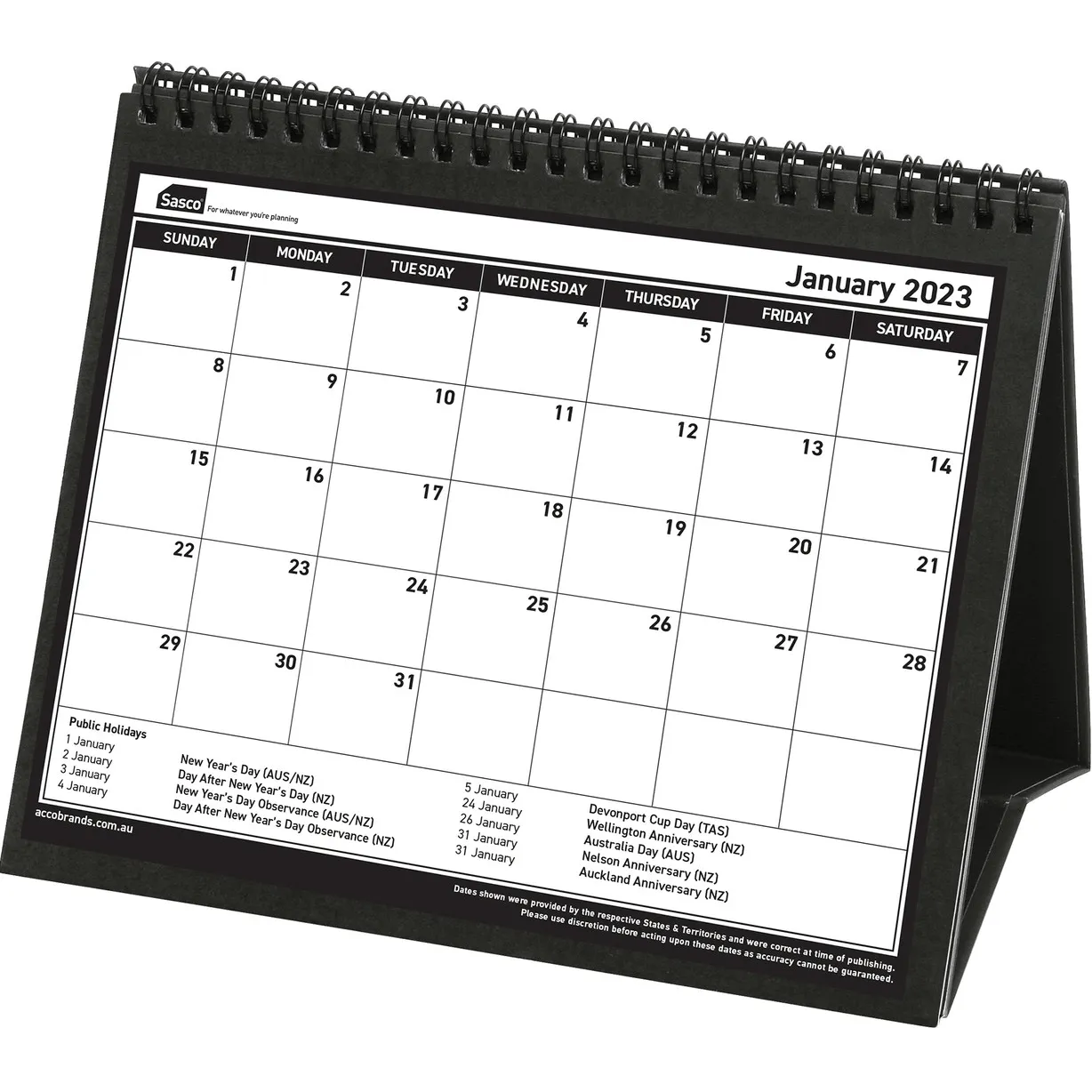 Sasco 2023 Tri-Fold Standing Month To View Flip Calendar Planner Stand Up 210x180mm