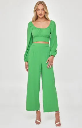 Set with Ruche Front Top and Wide Leg Pants (SSE421B) 