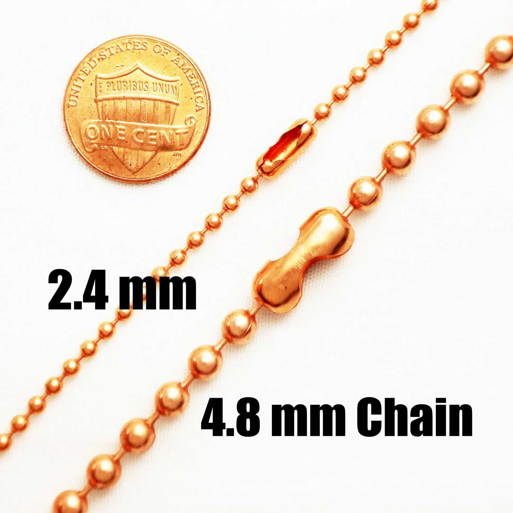 Solid Copper Anklet Set Medium Copper Bead Chain Ankle Bracelets AC48S Pure Copper 4.8mm Bead Chain Anklet Set