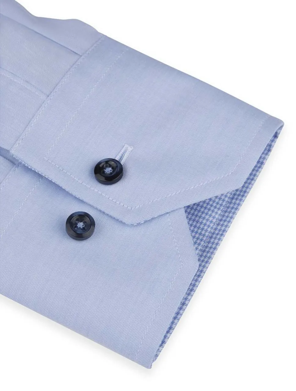 Solid Dress Shirt with Houndstooth Trim | Stenstroms