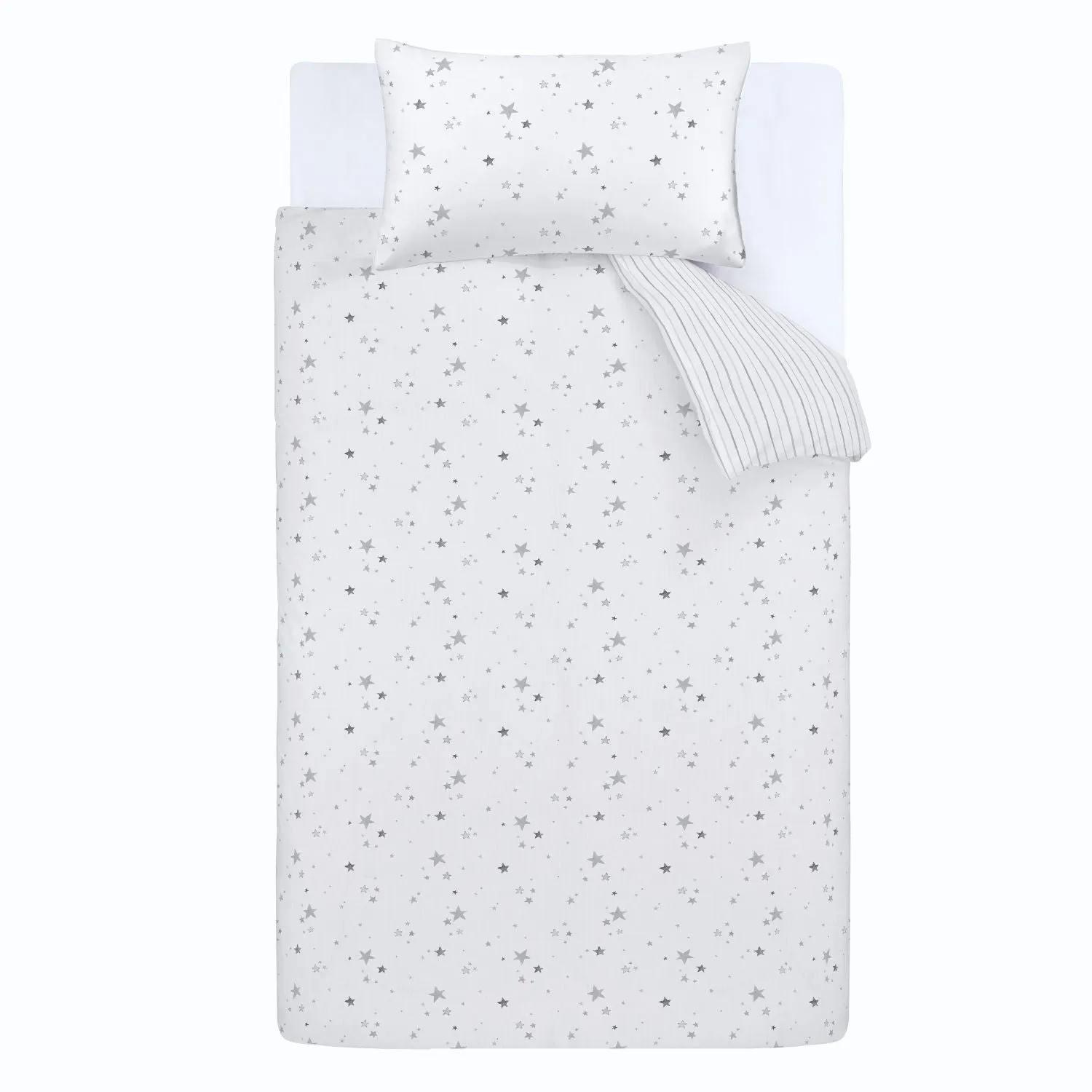 Stars Cotton Duvet Cover Set - Grey/White